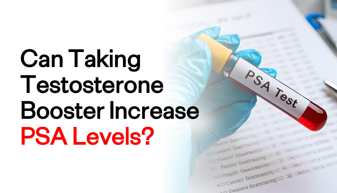 Doctor checking PSA levels in man after taking testosterone booster supplement for prostate health risk